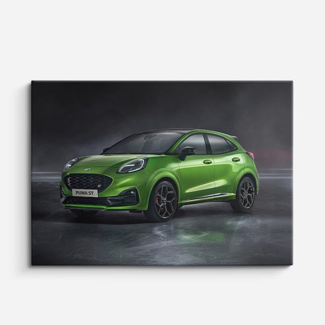 cuadro canvas vehículos ford puma verde ciudad horizontal