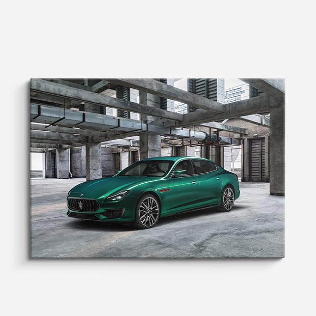 cuadro canvas vehículos maserati verde oscuro garaje horizontal