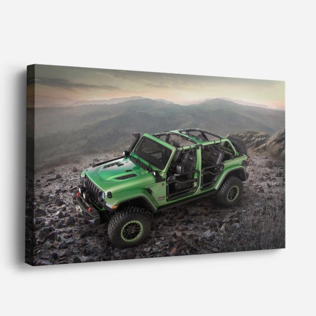 cuadro canvas vehículos jeep verde off road desierto horizontal