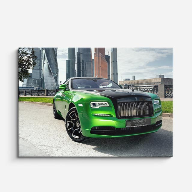 cuadro canvas vehículos rolls royce verde negro lujo horizontal