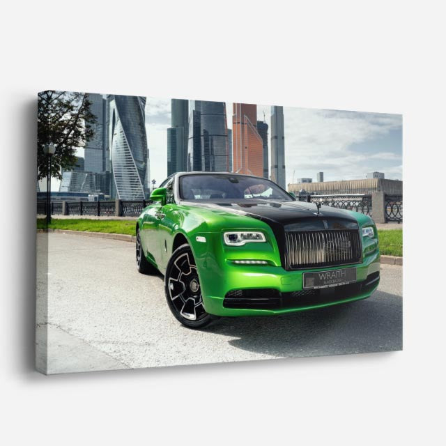 cuadro canvas vehículos rolls royce verde negro lujo horizontal