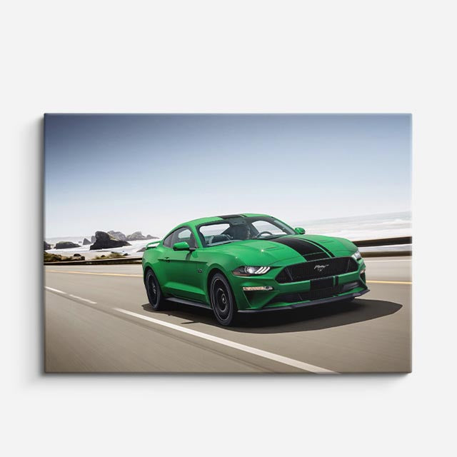 cuadro canvas vehículos mustang verde playa horizontal