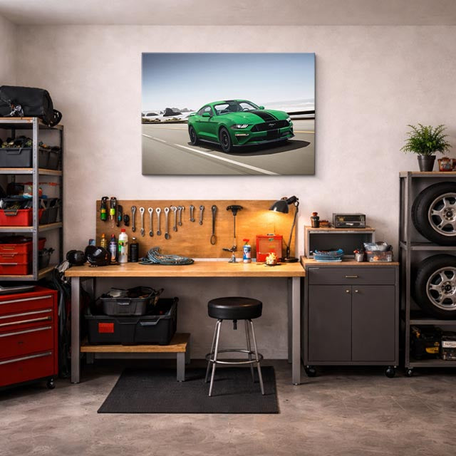 cuadro canvas vehículos mustang verde playa horizontal
