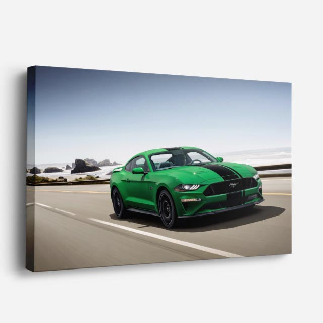 cuadro canvas vehículos mustang verde playa horizontal
