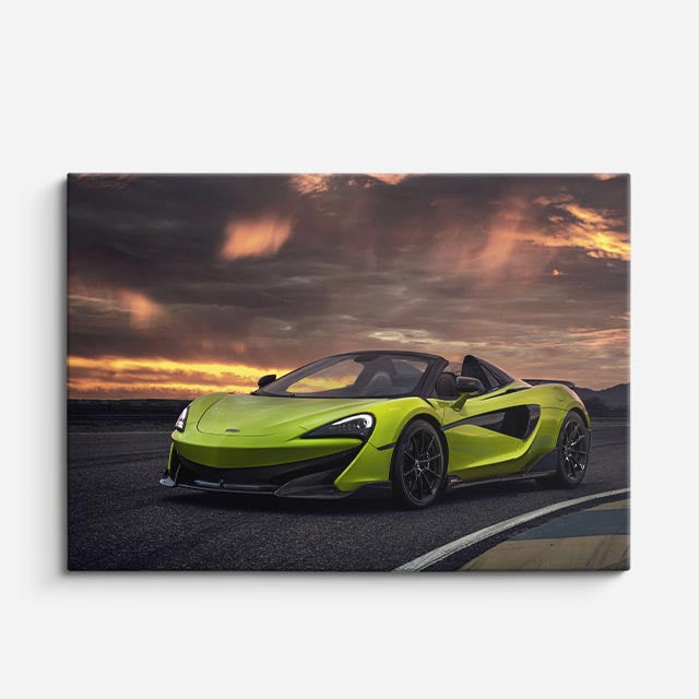 cuadro canvas vehículos mclaren verde lima atardecer horizontal