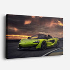 cuadro canvas vehículos mclaren verde lima atardecer horizontal