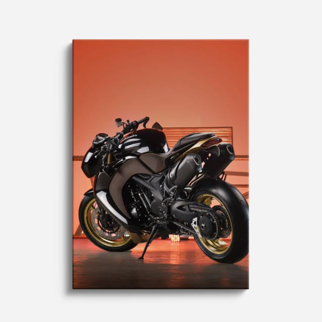 cuadro canvas vehículos naked negra fondo naranja vertical