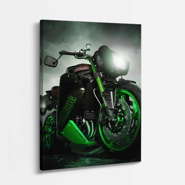 cuadro canvas vehículos yamaha verde luz de foco vertical