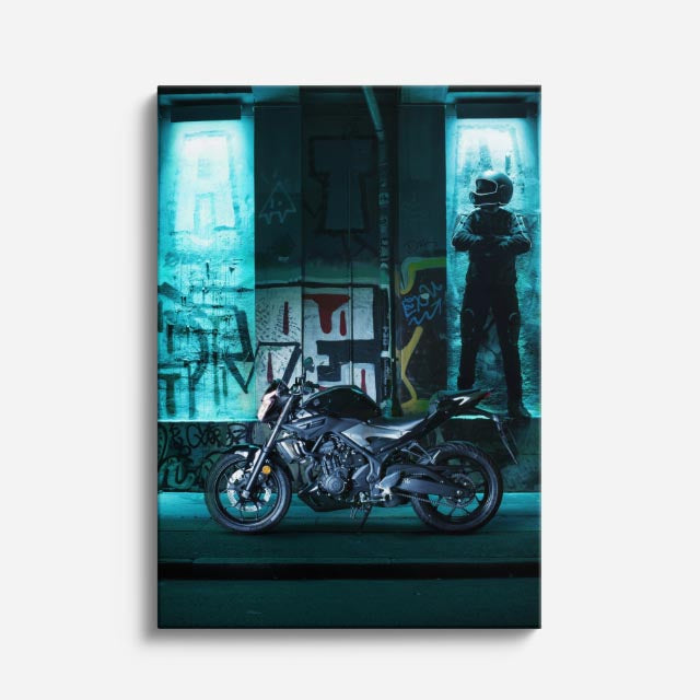 cuadro canvas vehículos piloto chopper mural urbano vertical