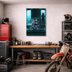 cuadro canvas vehículos piloto chopper mural urbano vertical