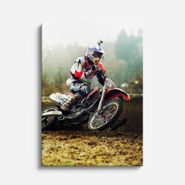 cuadro canvas vehículos piloto chopper bosque otoñal vertical