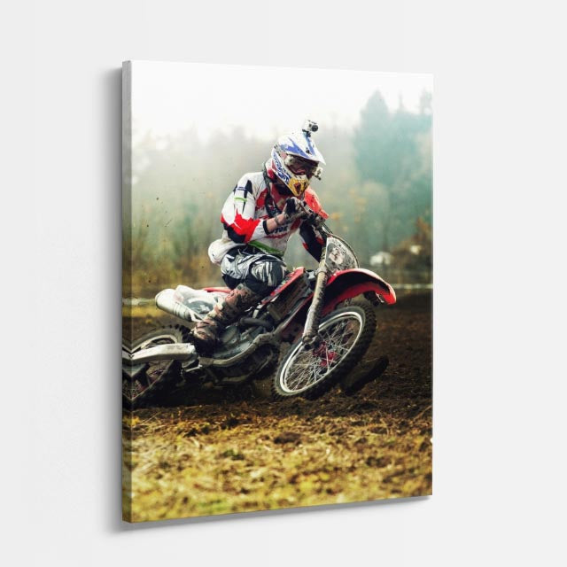 cuadro canvas vehículos piloto chopper bosque otoñal vertical