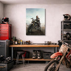 cuadro canvas vehículos piloto chopper calle oscura vertical