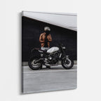 cuadro canvas vehículos piloto café racer fondo blanco vertical