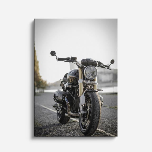 cuadro canvas vehículos chopper azul teal nocturna vertical
