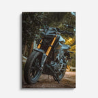 cuadro canvas vehículos scrambler naranja vista frontal vertical