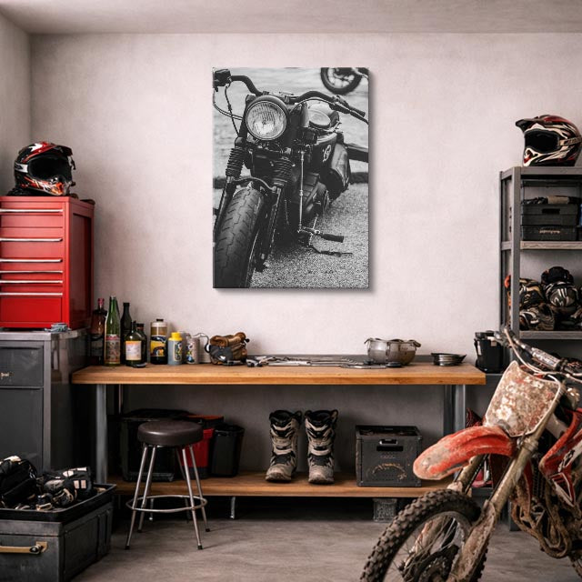 cuadro canvas vehículos chopper negra vista frontal oscura vertical
