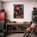cuadro canvas vehículos superbike roja vista lateral vertical