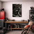 cuadro canvas vehículos custom negra bajo el puente vertical