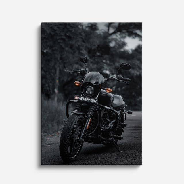 cuadro canvas vehículos scrambler negra muro ladrillo vertical