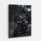 cuadro canvas vehículos scrambler negra muro ladrillo vertical