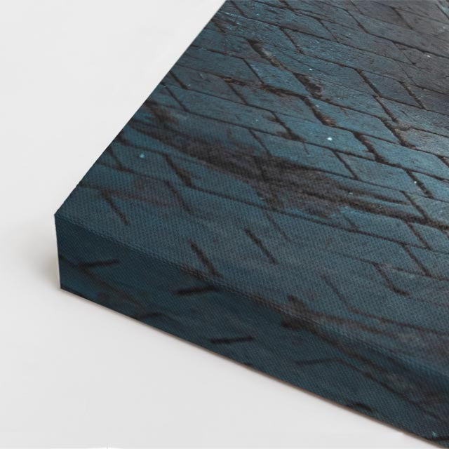 cuadro canvas vehículos scrambler teal detalles naranja vertical