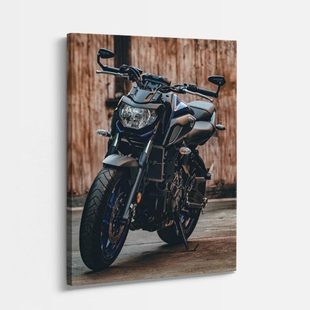 cuadro canvas vehículos scrambler negra madera rústica vertical
