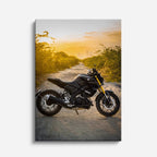 cuadro canvas vehículos scrambler negra atardecer ruta vertical