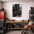 cuadro canvas vehículos bmw negra vista lateral bosque vertical