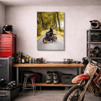 cuadro canvas vehículos piloto ktm ruta bosque vertical