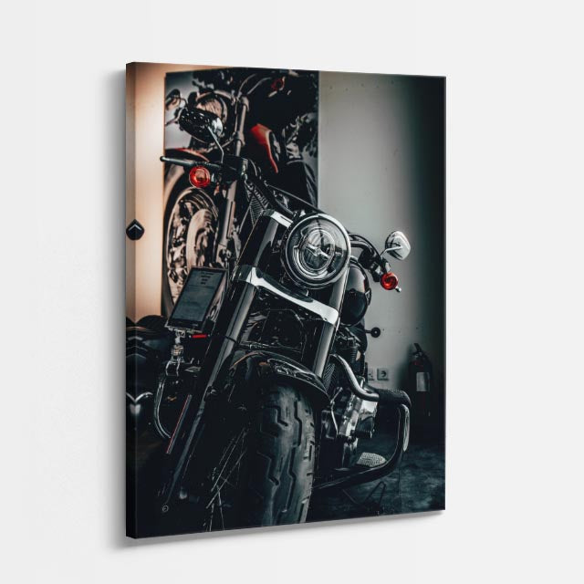 cuadro canvas vehículos chopper negra hojas otoño vertical