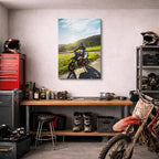 cuadro canvas vehículos piloto moto ruta montaña vertical