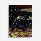 cuadro canvas vehículos chopper negra hojas café vertical
