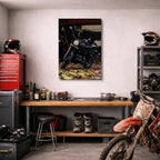 cuadro canvas vehículos chopper negra hojas café vertical