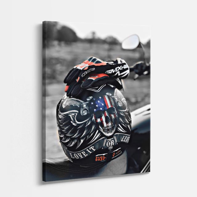 cuadro canvas vehículos piloto casco usa chopper vertical