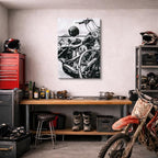 cuadro canvas vehículos chopper negra blanco y negro vertical