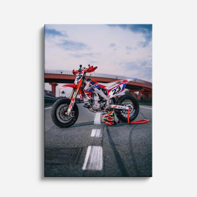 cuadro canvas vehículos enduro rojo carretera aérea vertical