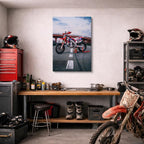 cuadro canvas vehículos enduro rojo carretera aérea vertical