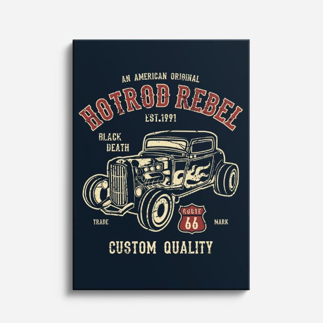 cuadro canvas vehículos hotrod rebel póster vintage vertical