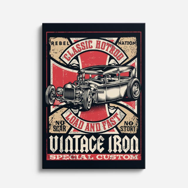 cuadro canvas vehículos vintage iron óxido y velocidad vertical