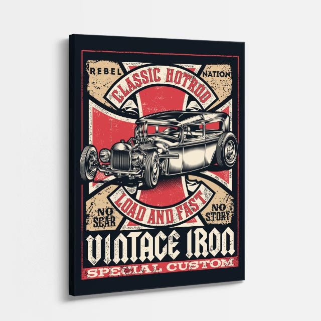 cuadro canvas vehículos vintage iron óxido y velocidad vertical