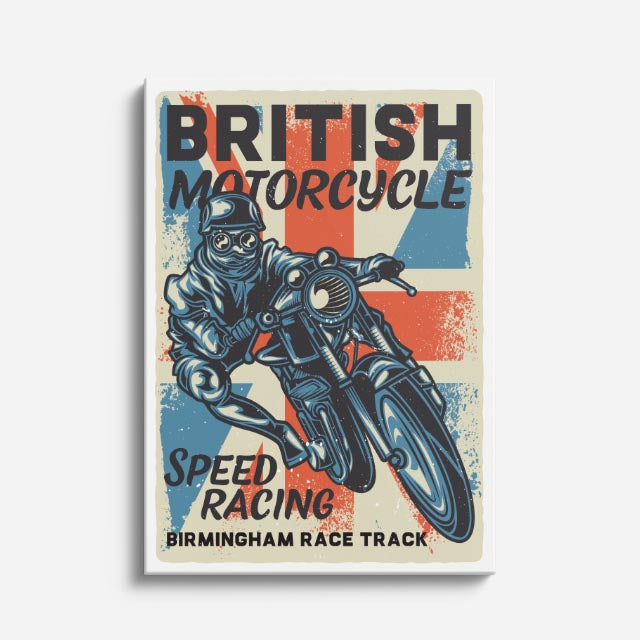 cuadro canvas vehículos british motorcycle birmingham vertical