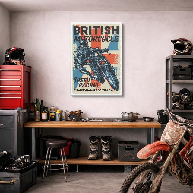 cuadro canvas vehículos british motorcycle birmingham vertical