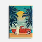 cuadro canvas vehículos postal retro pickup playa vertical