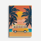 cuadro canvas vehículos van retro playa tropical vertical