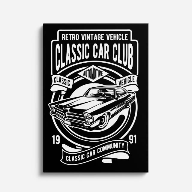 cuadro canvas vehículos classic car club vintage vertical