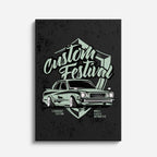 cuadro canvas vehículos custom festival póster retro vertical