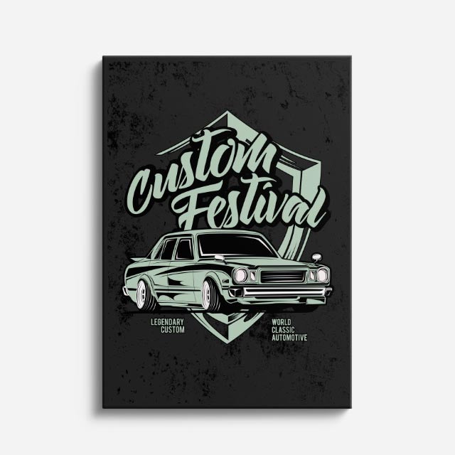 cuadro canvas vehículos custom festival póster retro vertical