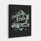 cuadro canvas vehículos custom festival póster retro vertical