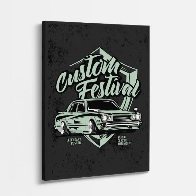 cuadro canvas vehículos custom festival póster retro vertical